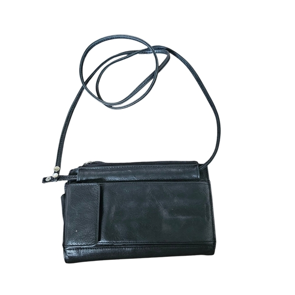 Vintage Y2k Fossil Small Black Leather Organizer Crossbody Bag - Picture 3 of 7